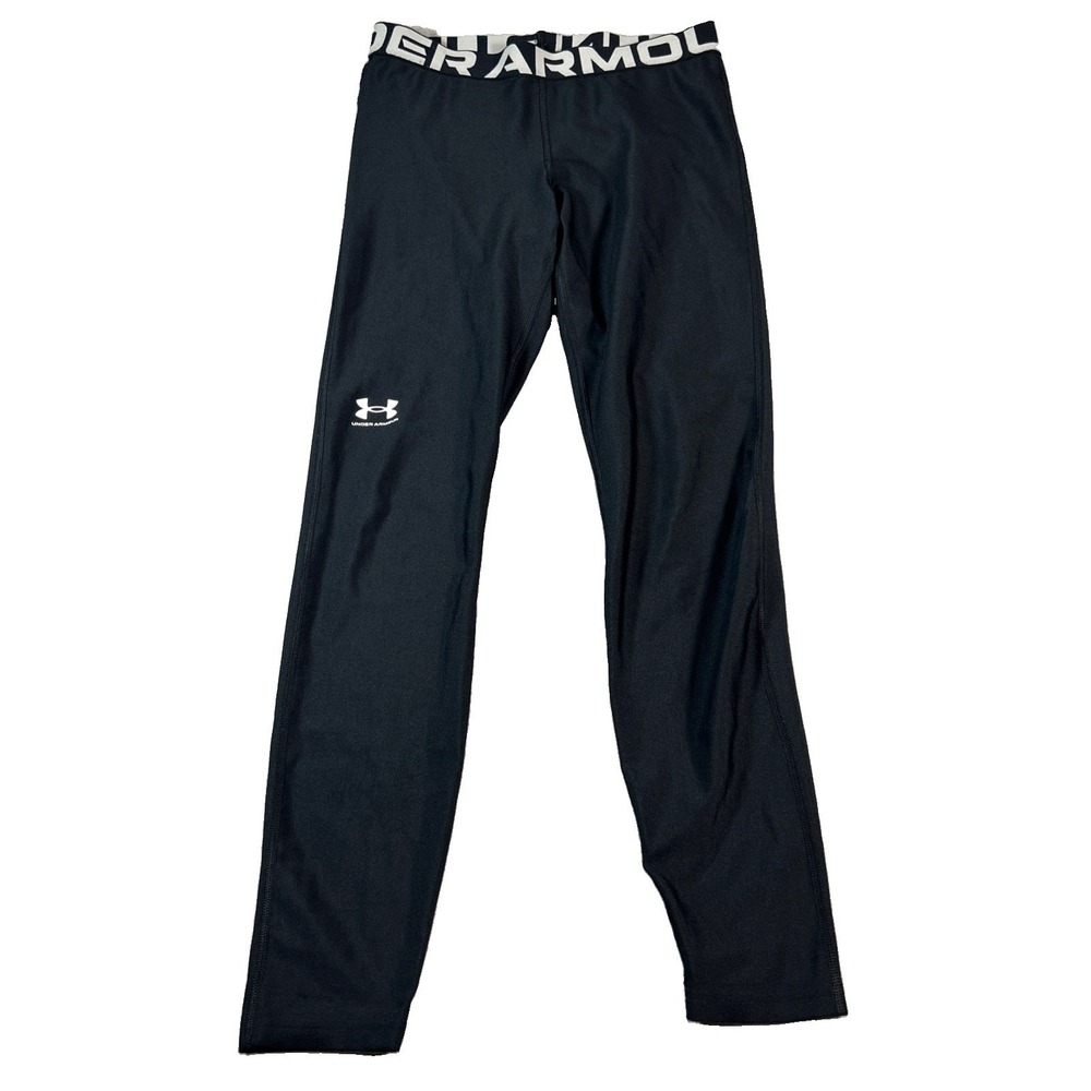 Under Armour HeatGear Women Black Compression Leggings Play Up Tapered Running